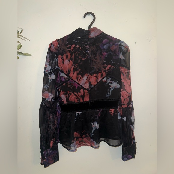 Ted Baker Black Floral Sheer Blouse - Picture 4 of 12